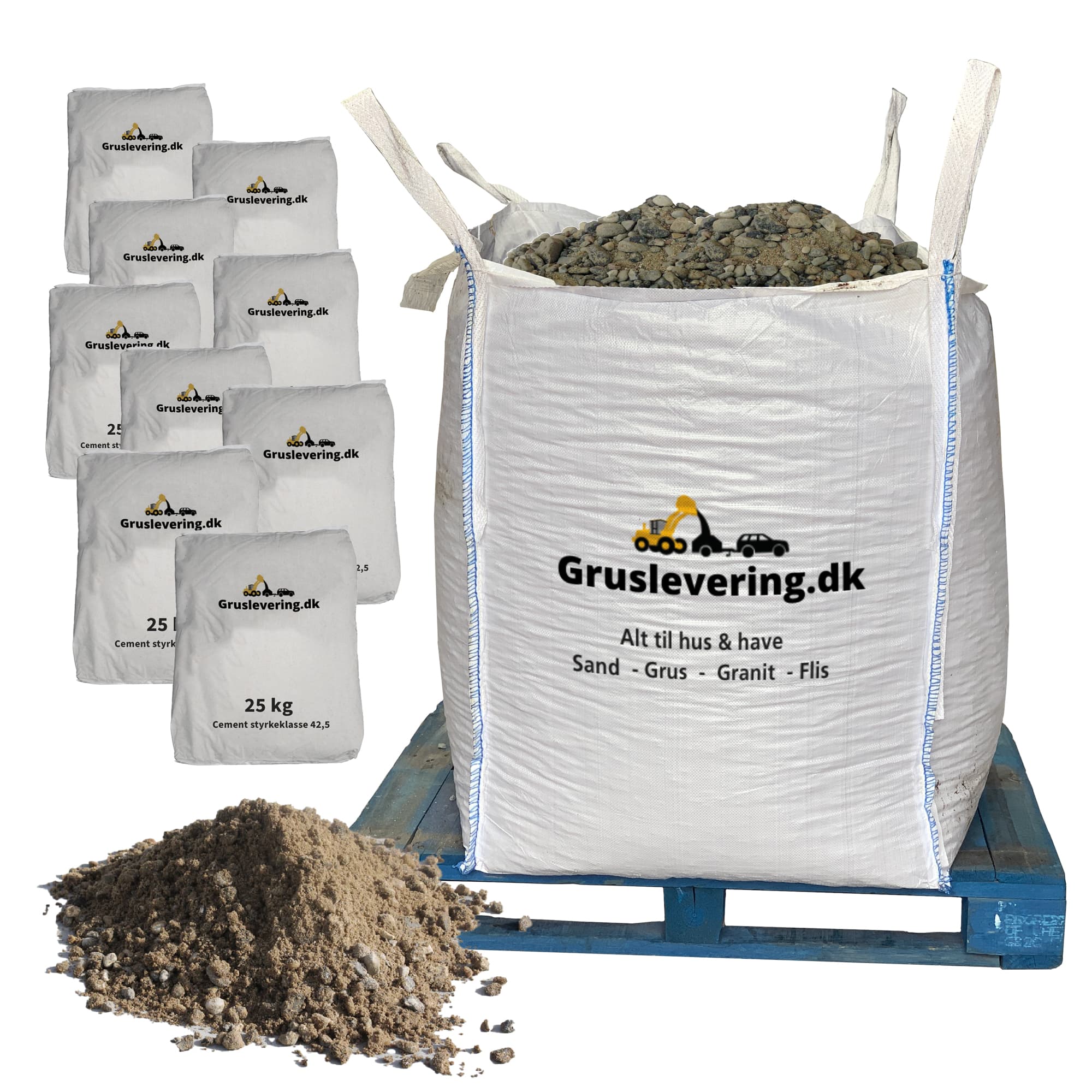 Støbemix 0-8 mm 1600kg + 300 kg Futura cement (EKSTRA EKSTRA STÆRK)