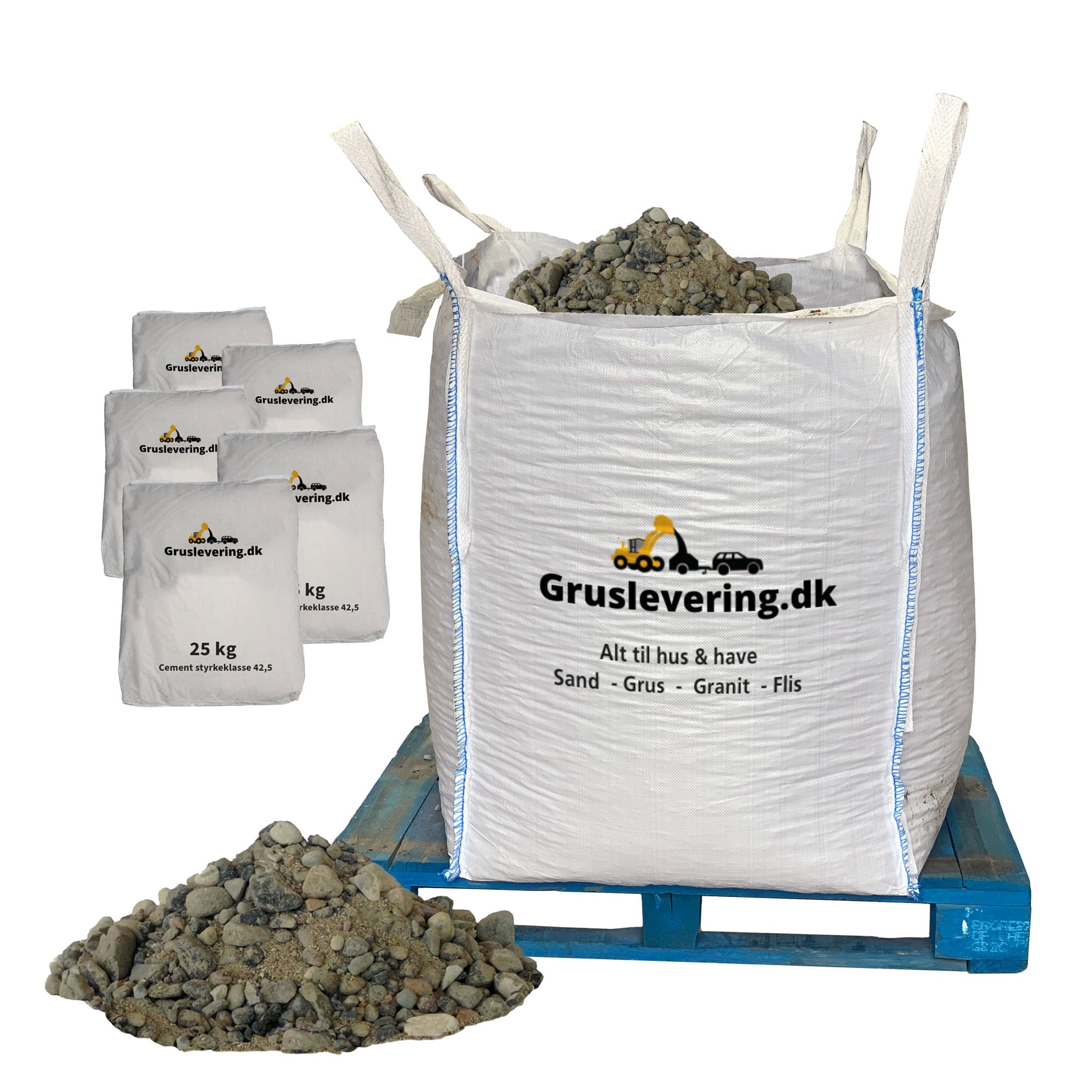 Støbemix 0-16 mm 1600kg + 225kg cement